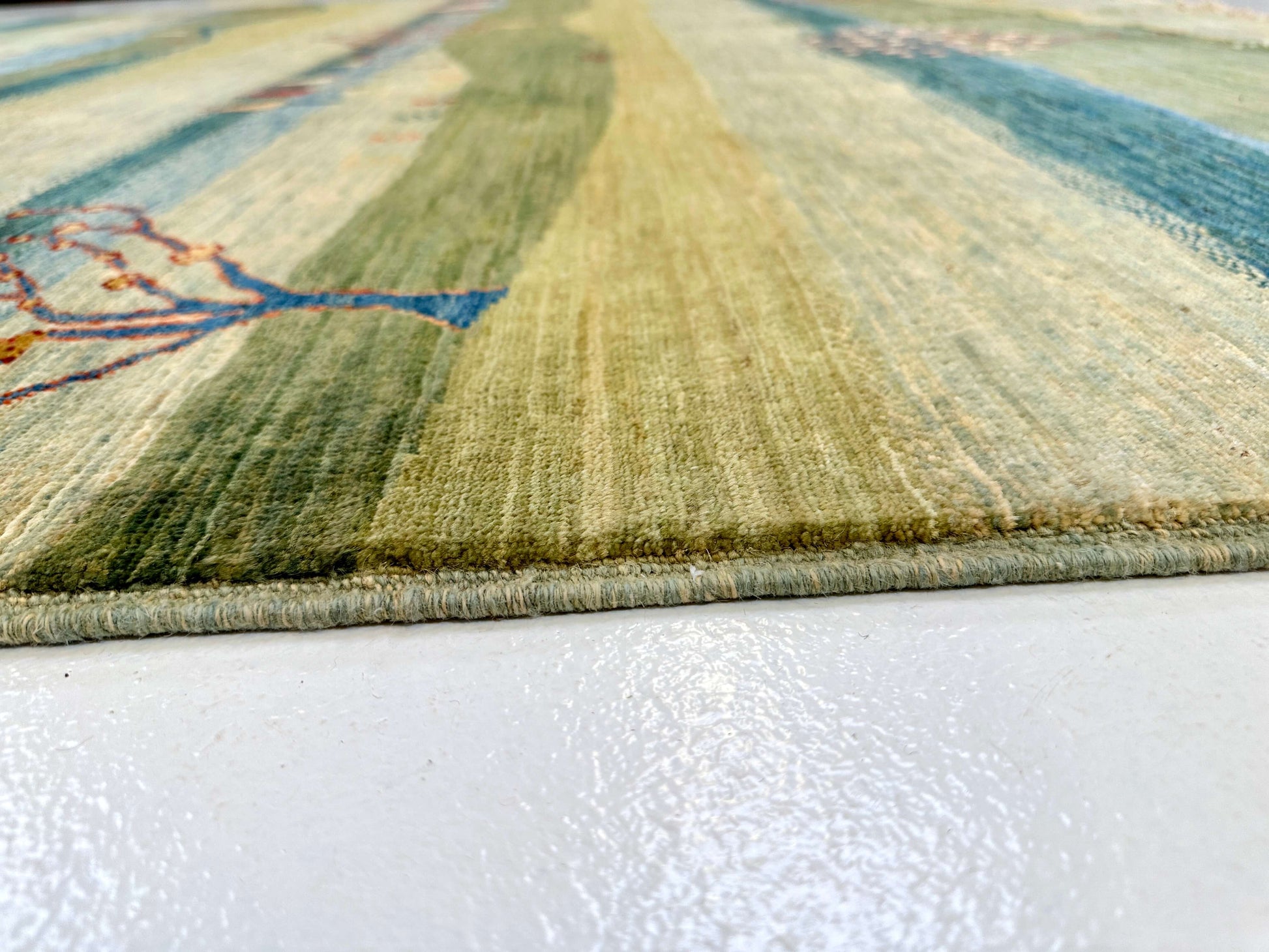 Scenic Afghan Gabbeh (8'02"x9'06") greens/blues-3
