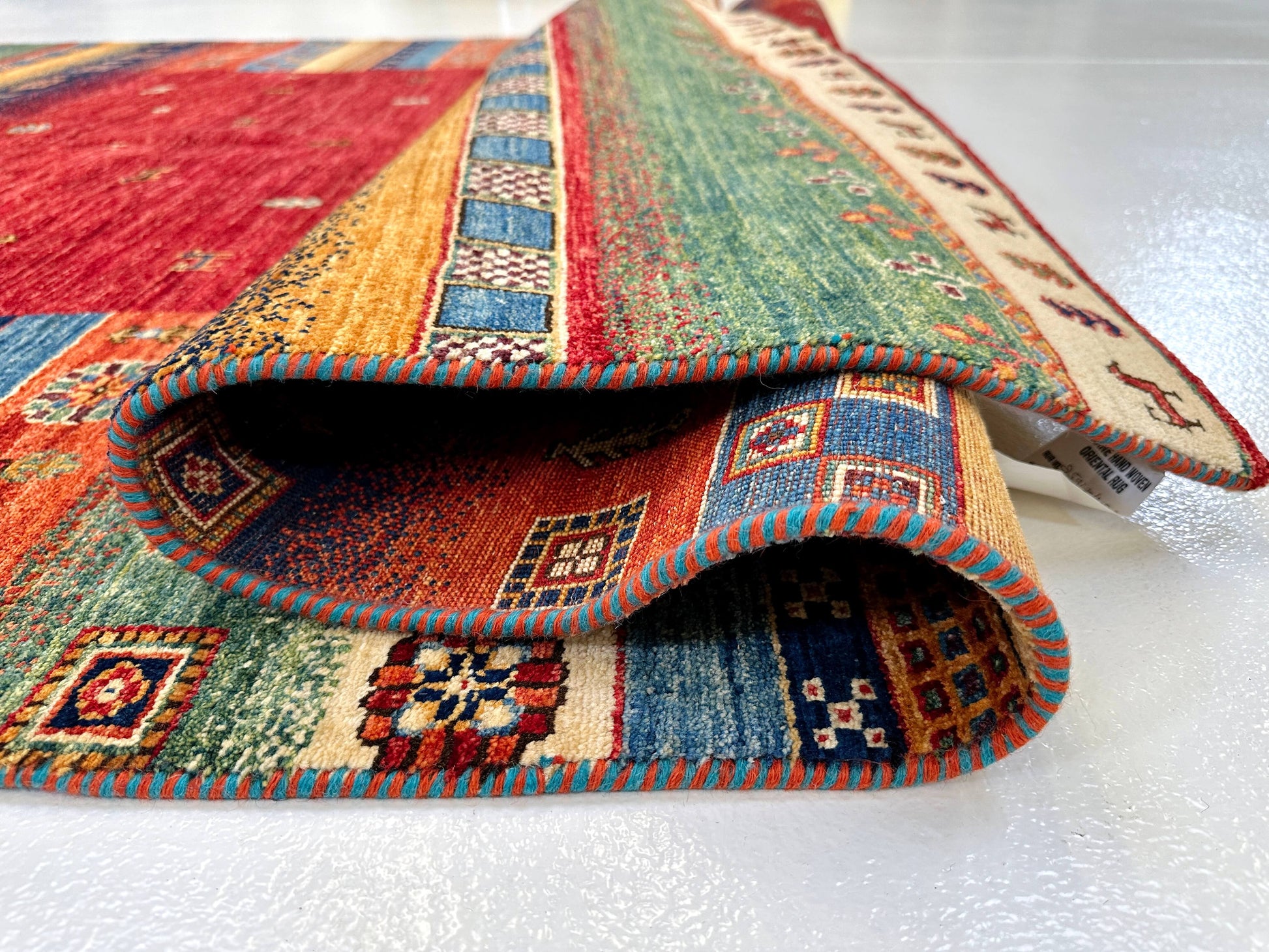 Afghan Gabbeh (5'08"x7'10") red/multicolor-4