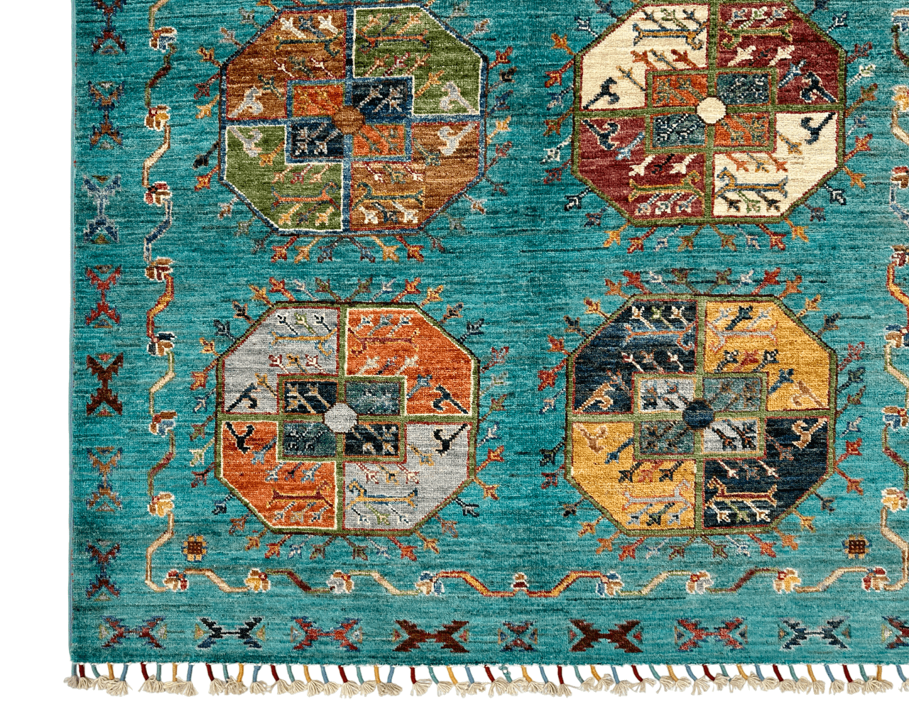 Afghan Ersari (4'01"x6'02") turquoise/multicolor-1