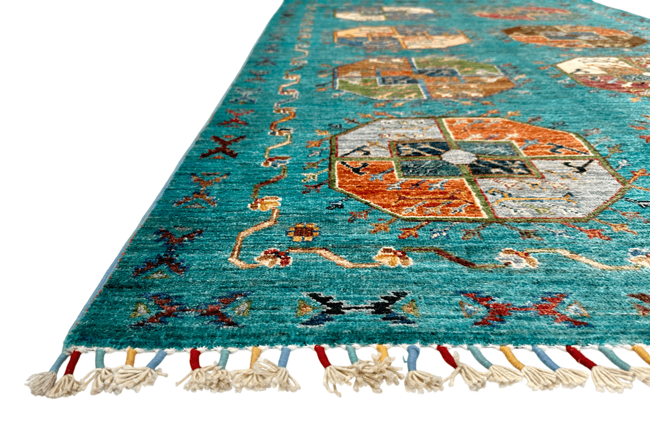 Afghan Ersari (4'01"x6'02") turquoise/multicolor-2