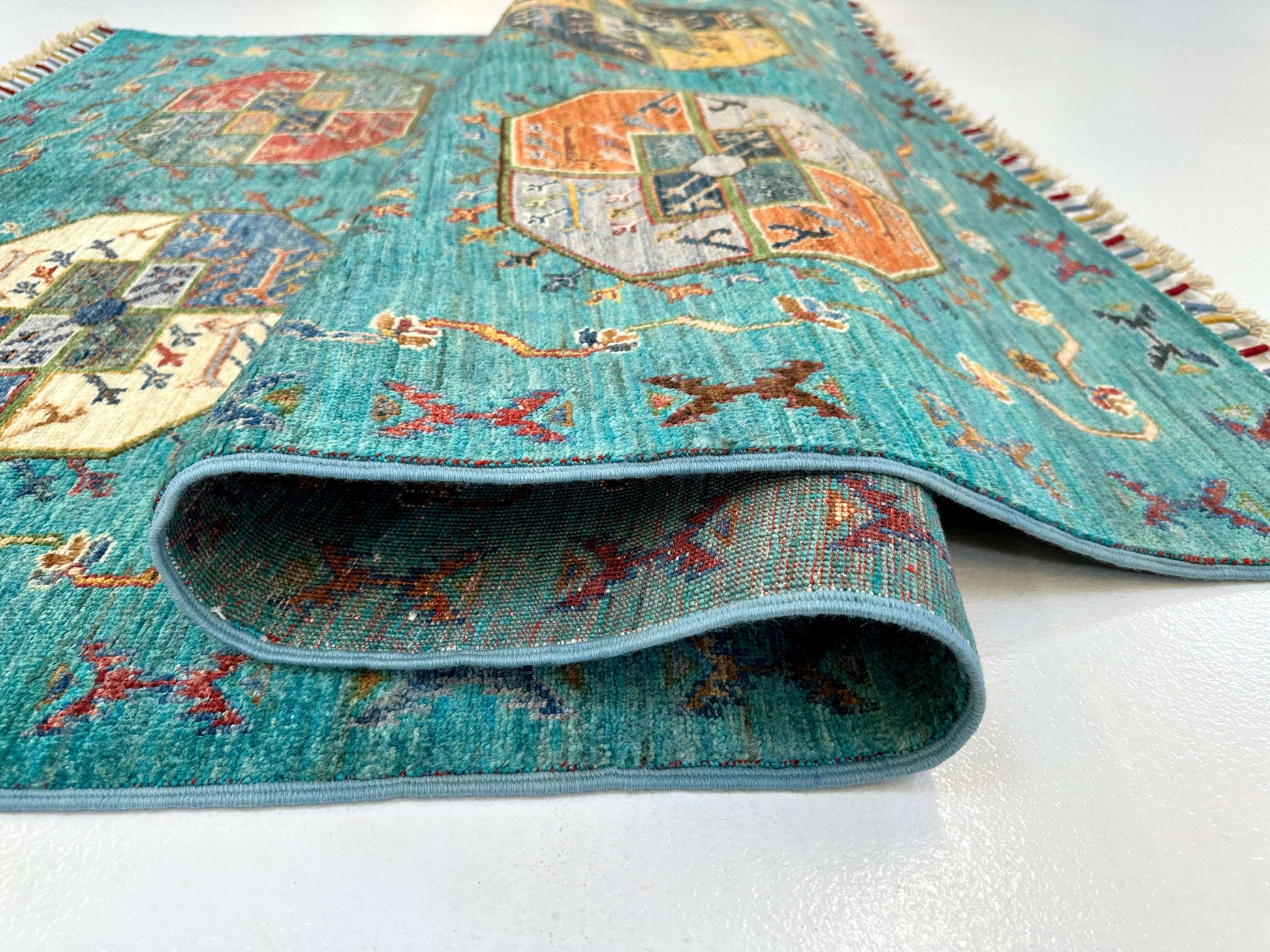 Afghan Ersari (4'01"x6'02") turquoise/multicolor-4
