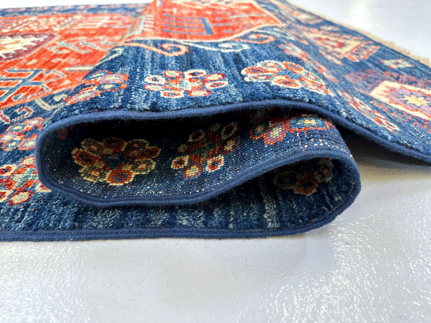 Afghan Turkoman (3'10"x10'01") blue/red-4