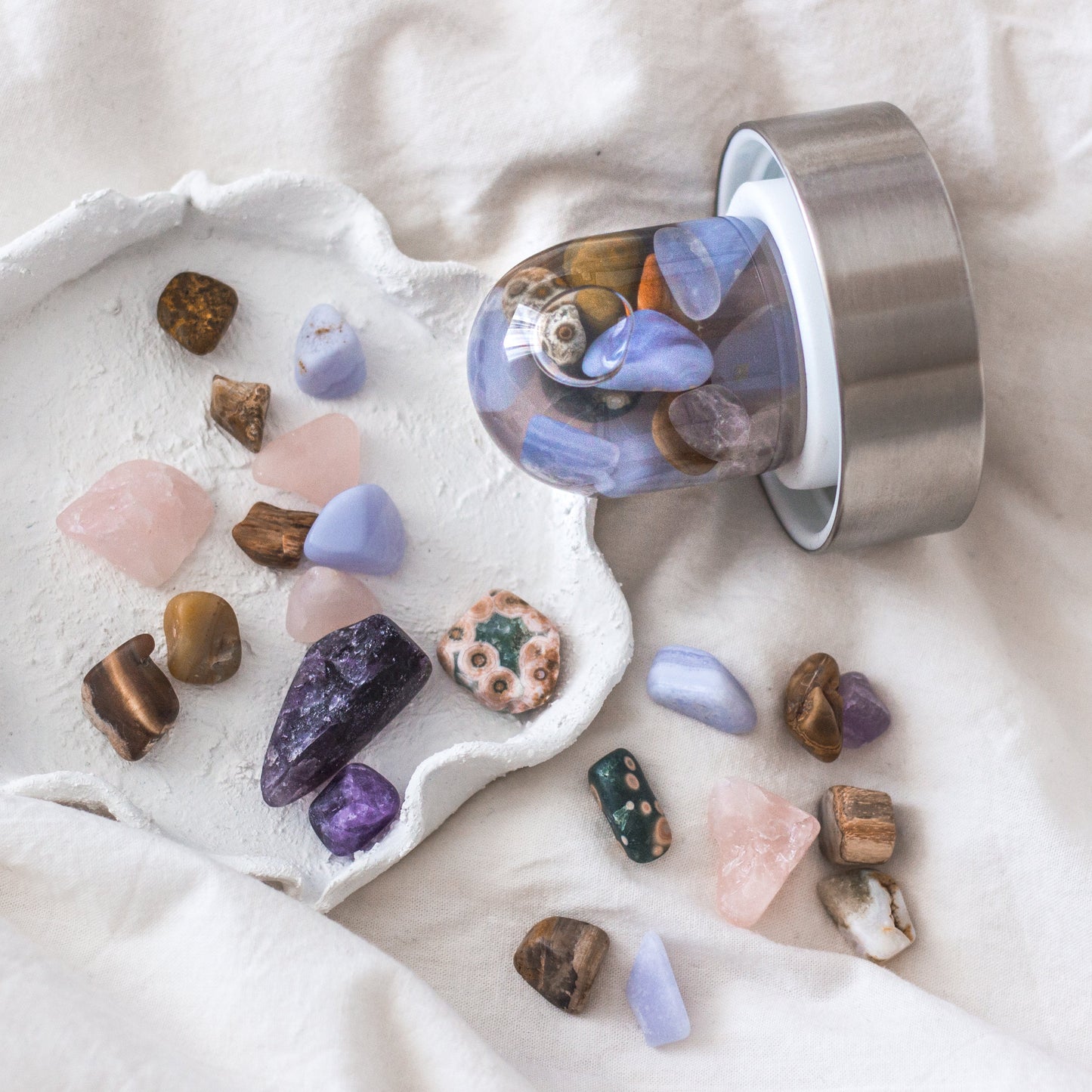 ViA FIVE ELEMENTS | Amethyst, Chalcedony, Petrified Wood, Rose Quartz & Agate