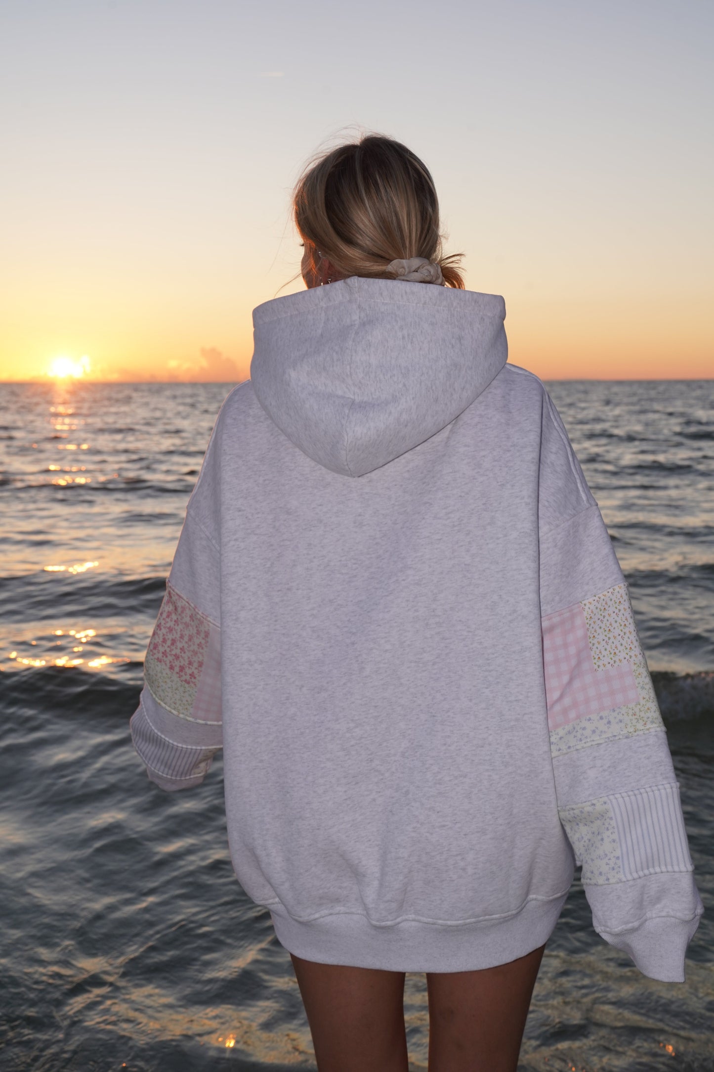 Sunkissedcoconut Quilted Pastel Embroidered Hoodie