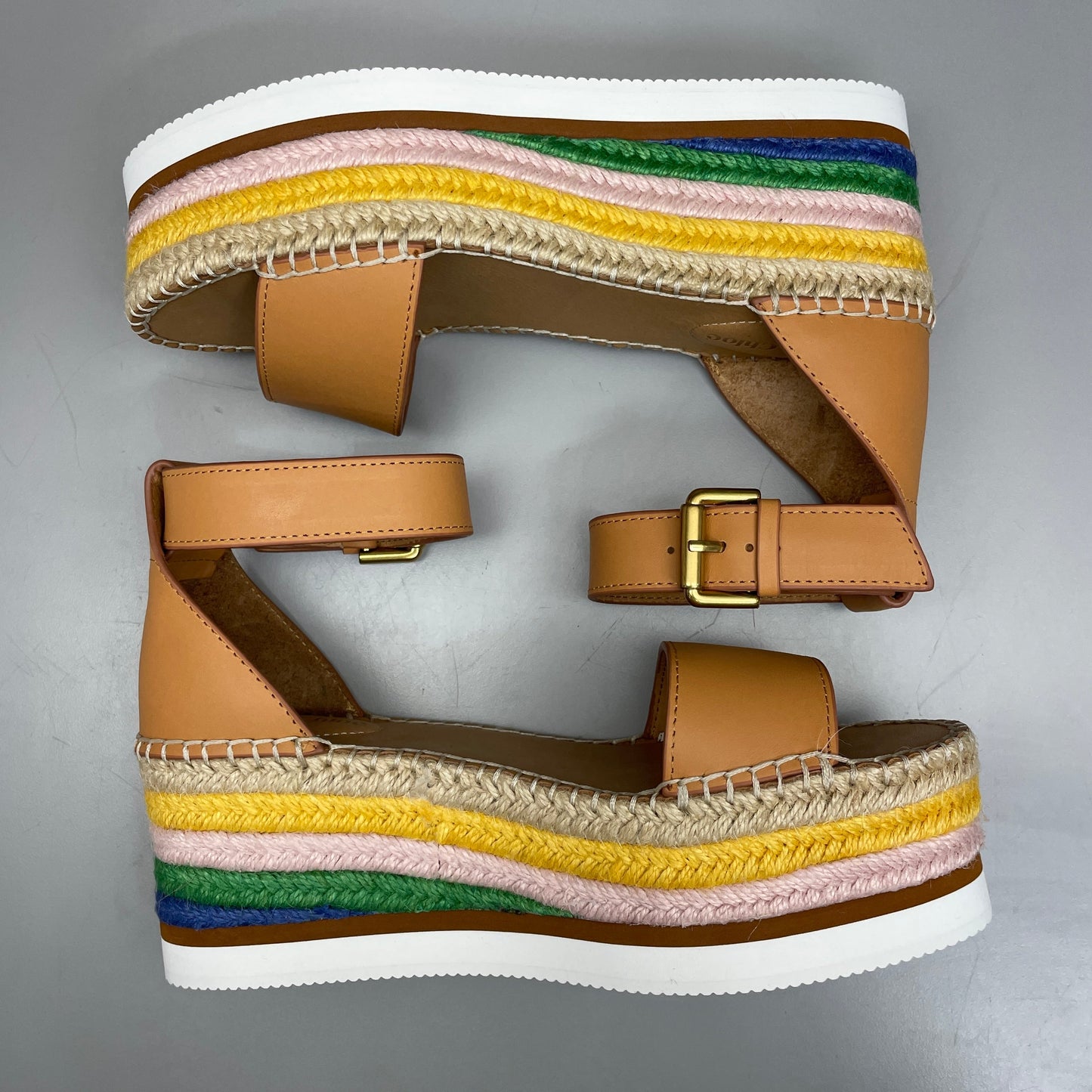 SEE BY CHLOÉ Glyn Espadrille Platform Sandals Multicolor Women’s Sz 6 EU 36 SB32201D