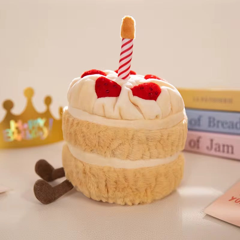 Strawberry Cream Birthday Cake Plush | Aesthetic Keepsake & Pretend Play Toy