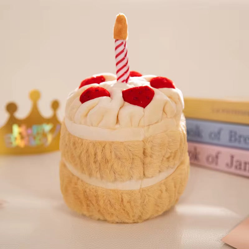 Strawberry Cream Birthday Cake Plush | Aesthetic Keepsake & Pretend Play Toy