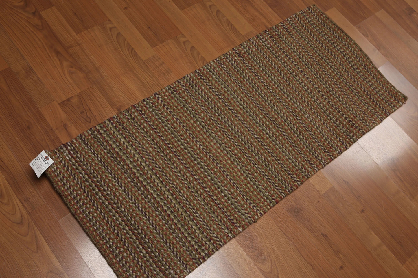 1'9''x4' Dhurry Kilim Reversible Hand-Woven Wool Contemporary Oriental Area Rug-2