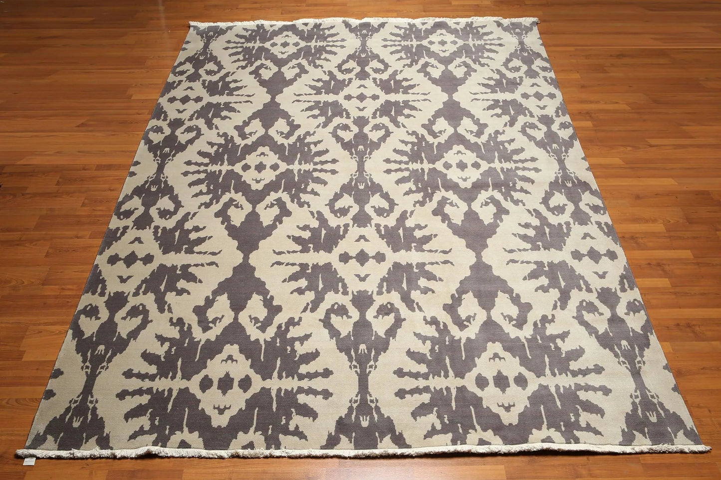 9' x 12' hand knotted 100% Wool Modern Area Rug full pile 9 x 12 ft Beige Gray-2