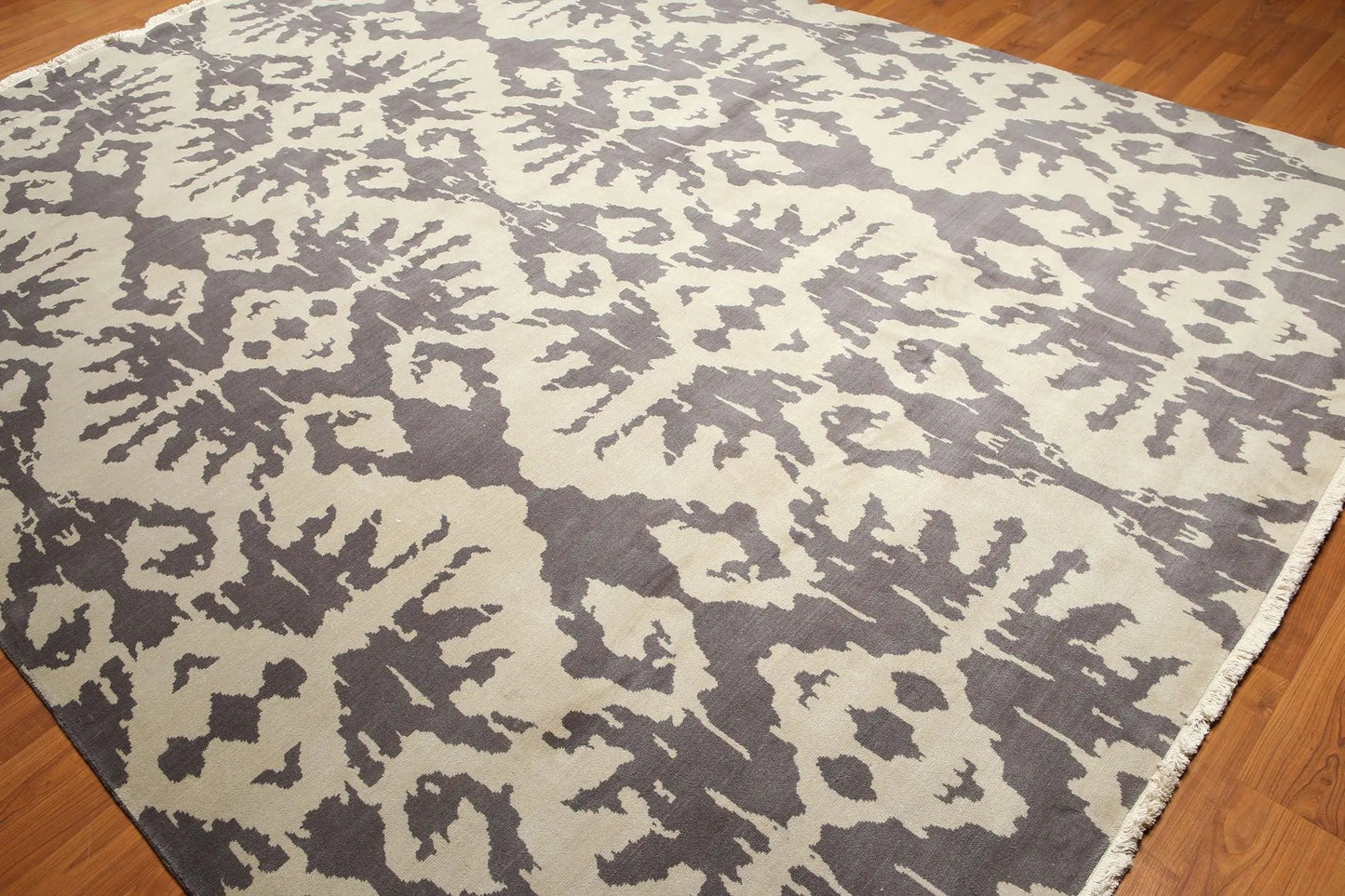 9' x 12' hand knotted 100% Wool Modern Area Rug full pile 9 x 12 ft Beige Gray-3