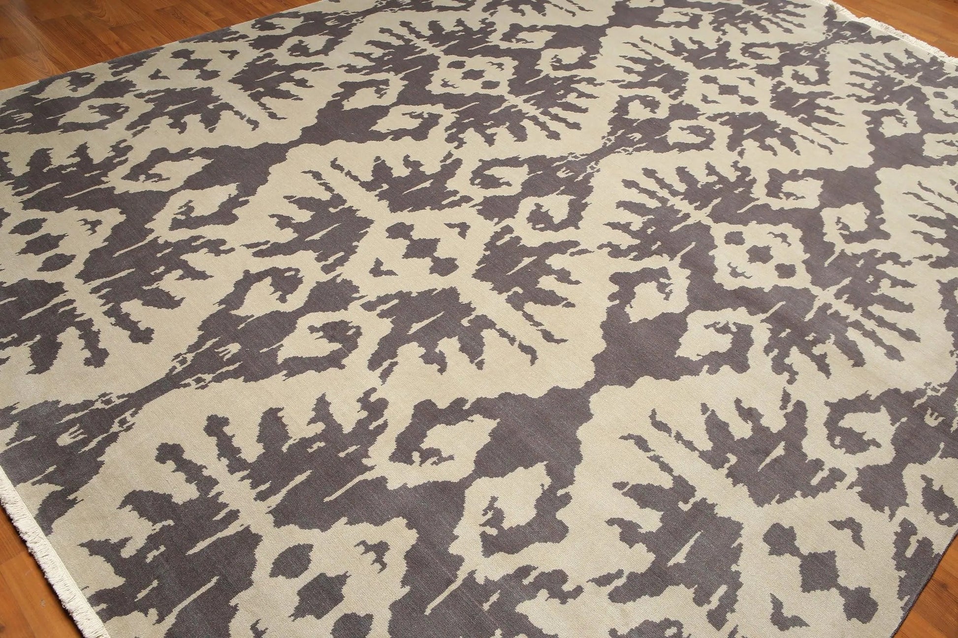 9' x 12' hand knotted 100% Wool Modern Area Rug full pile 9 x 12 ft Beige Gray-4