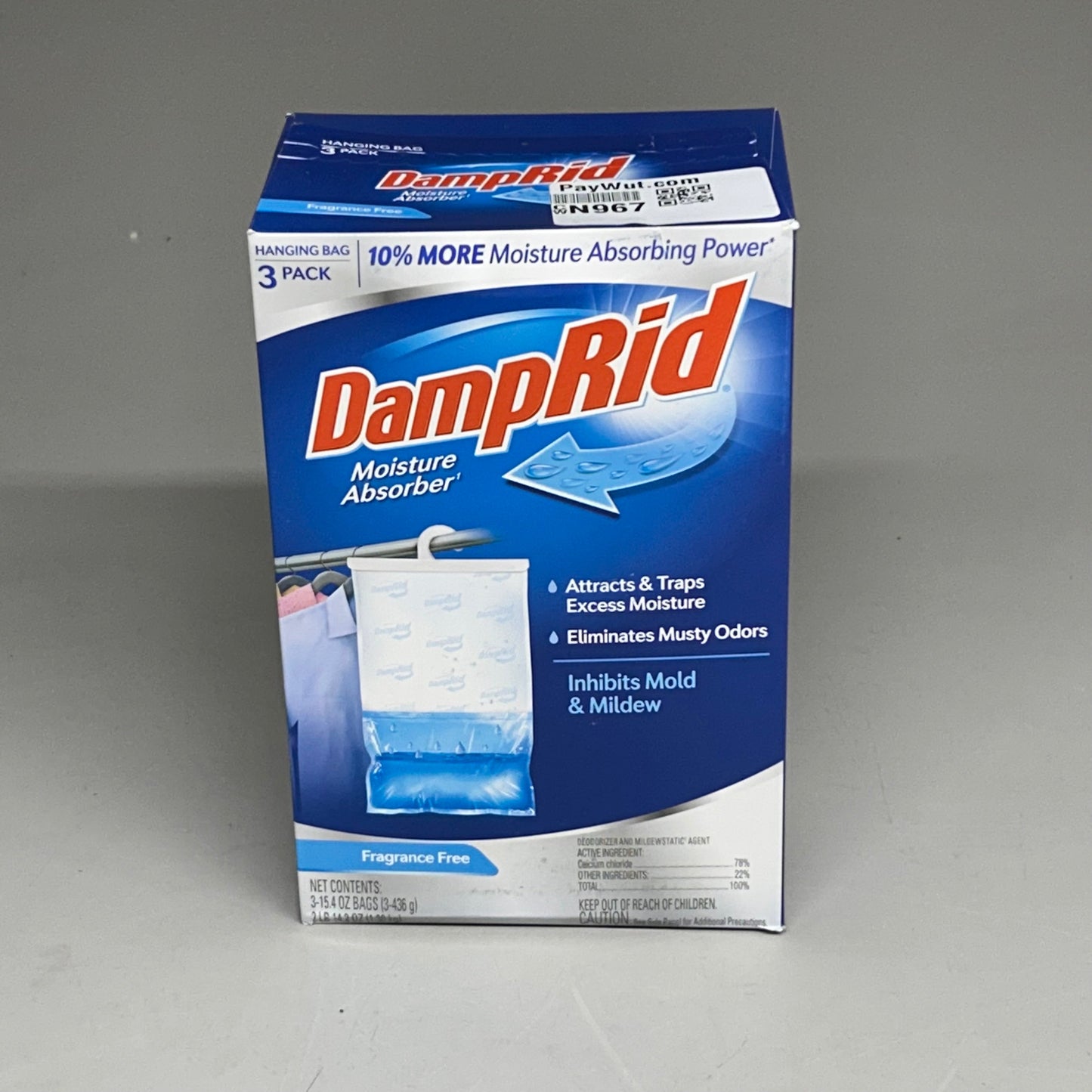 DAMPRID Fragrance Free Hanging Moisture Absorbers 3-PACK 15.4 oz FG83FFESB (New Other)