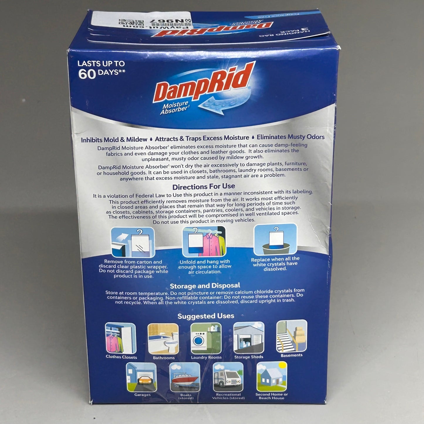 DAMPRID Fragrance Free Hanging Moisture Absorbers 3-PACK 15.4 oz FG83FFESB (New Other)