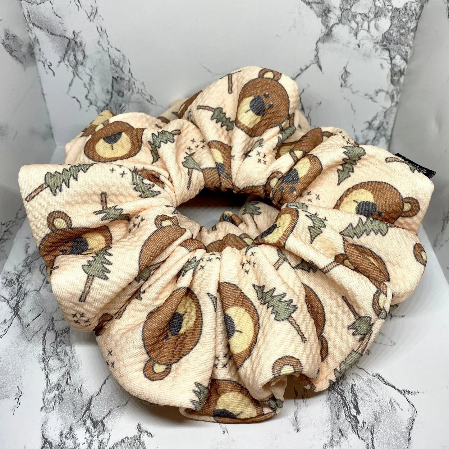 Bear and Pine Tree Fall Bullet Scrunchie