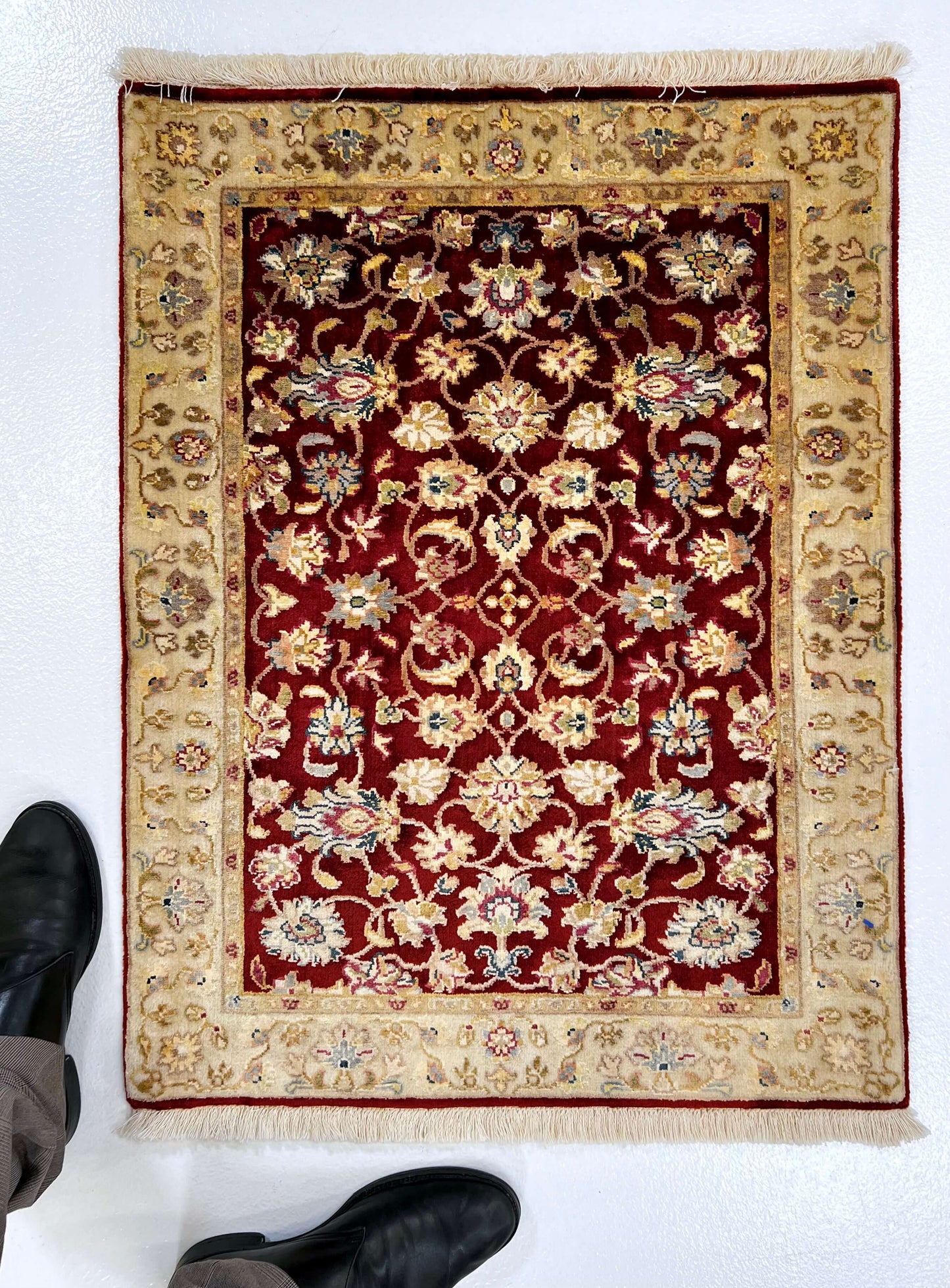Wool w. silk Kumkapi red/ltgld 2x3-4