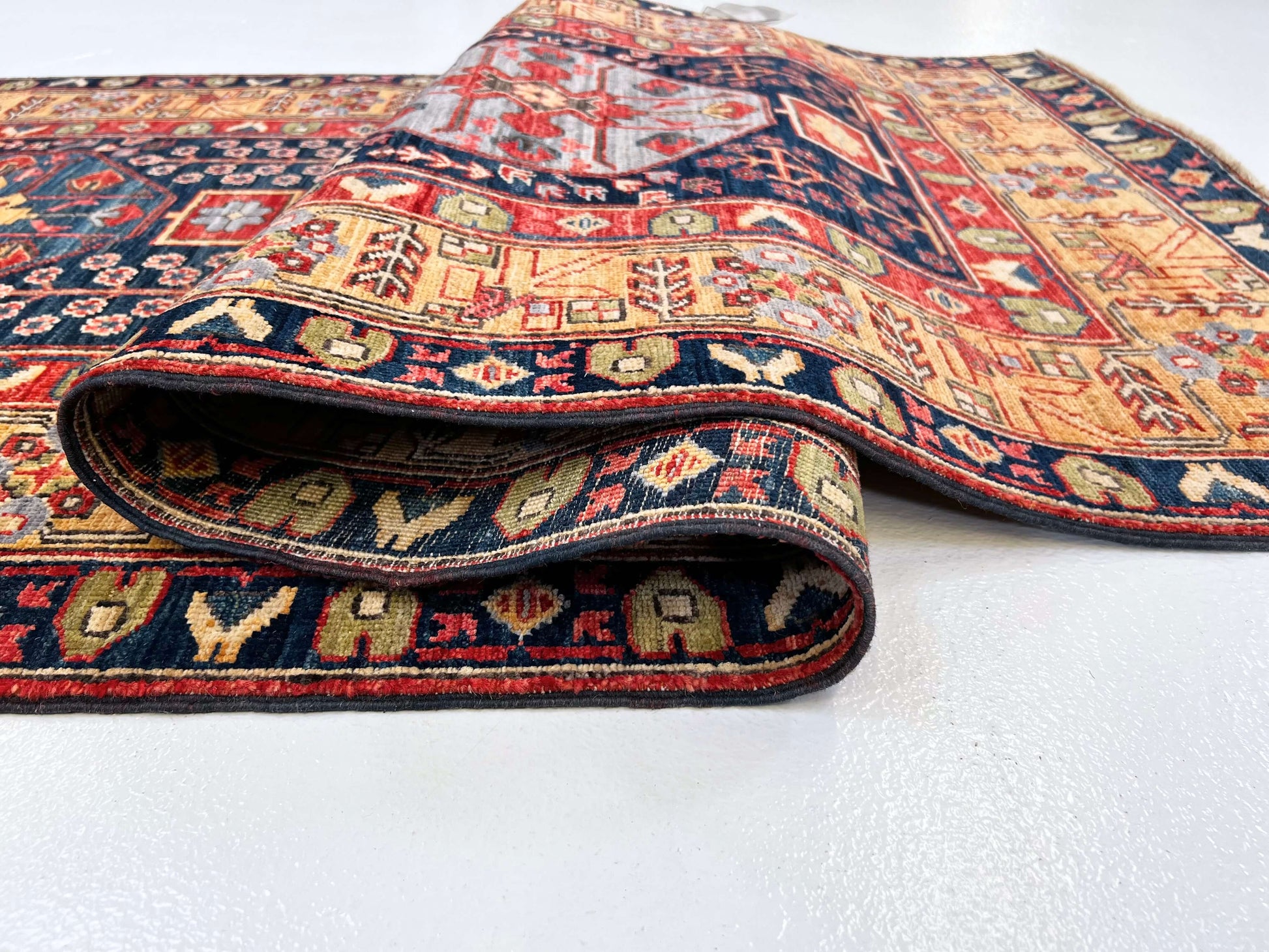 Heriz -nav/gld 3'03"x10' Runner-4
