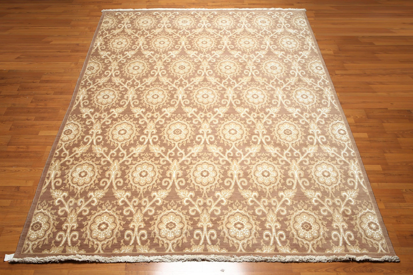 9' x 12' hand knotted Wool Damask Pattern Oriental Area Rug full pile 9x12 Brown-2