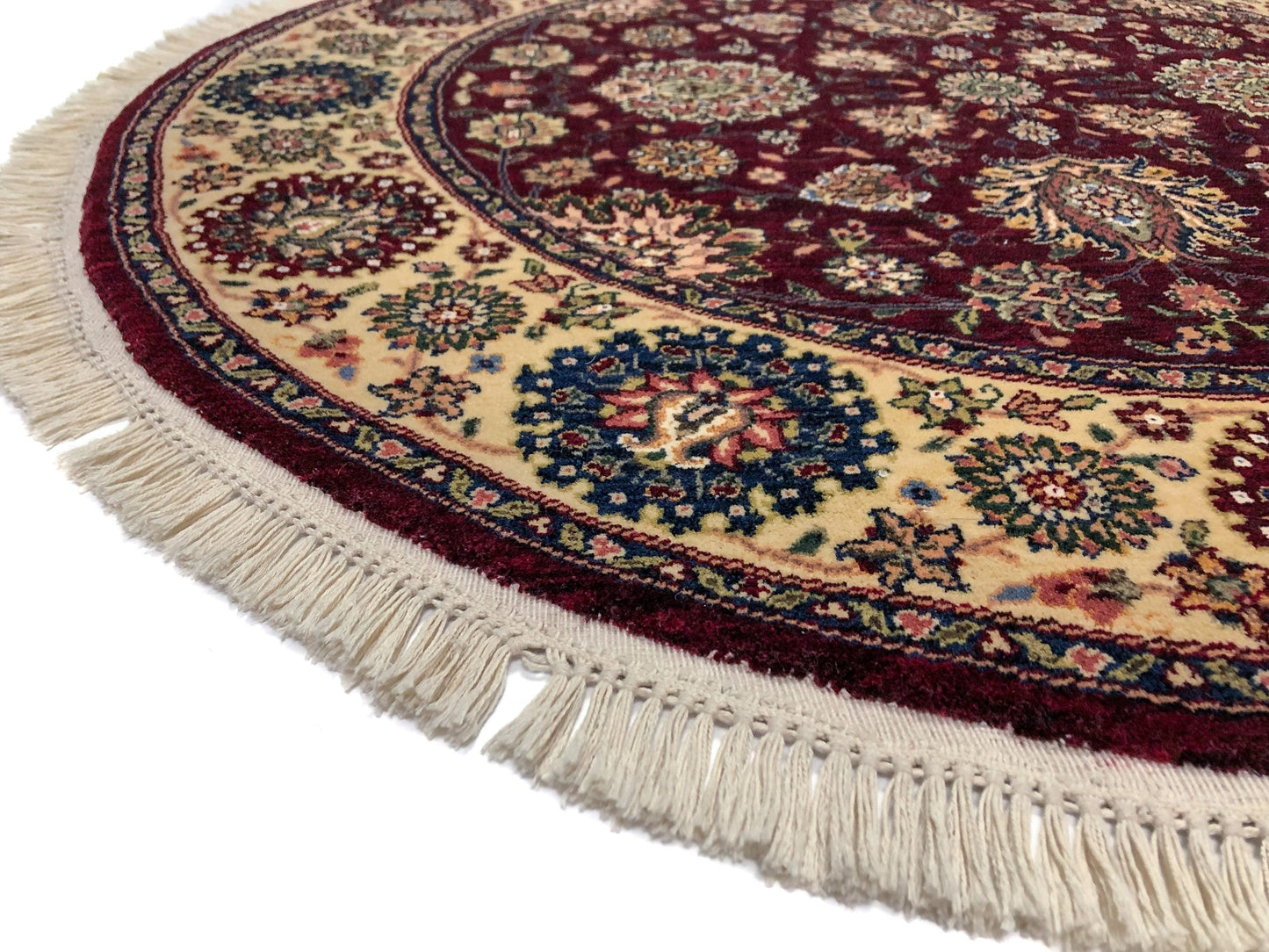 Indo-Persian dkred/ivory 4' Round-1