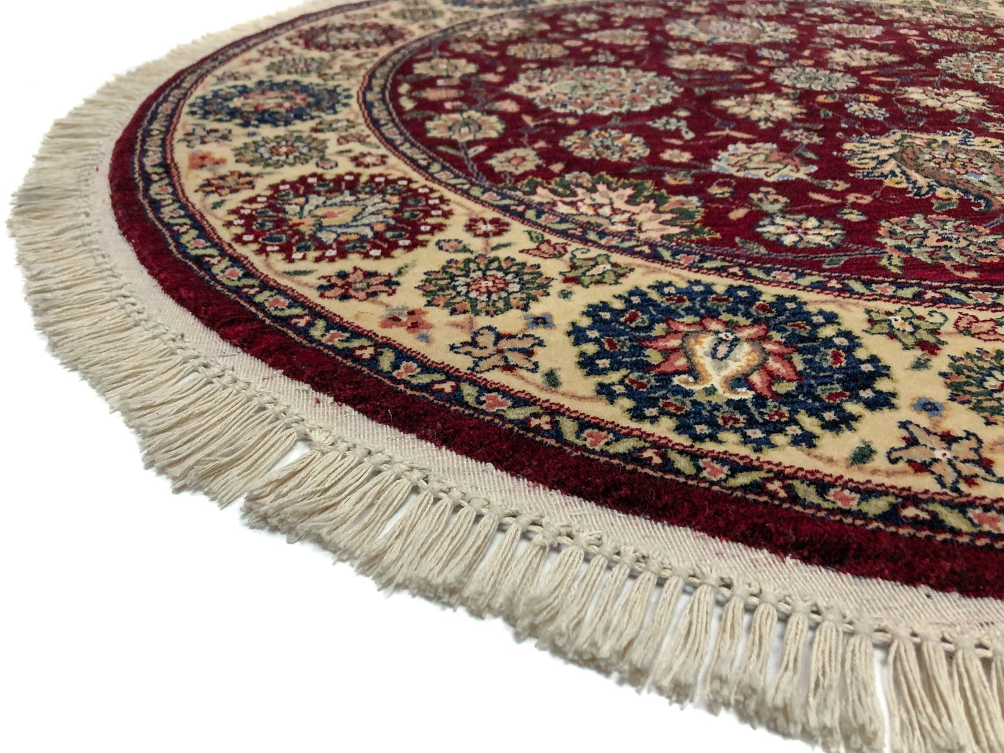 Indo-Persian dkred/ivory 4' Round-2