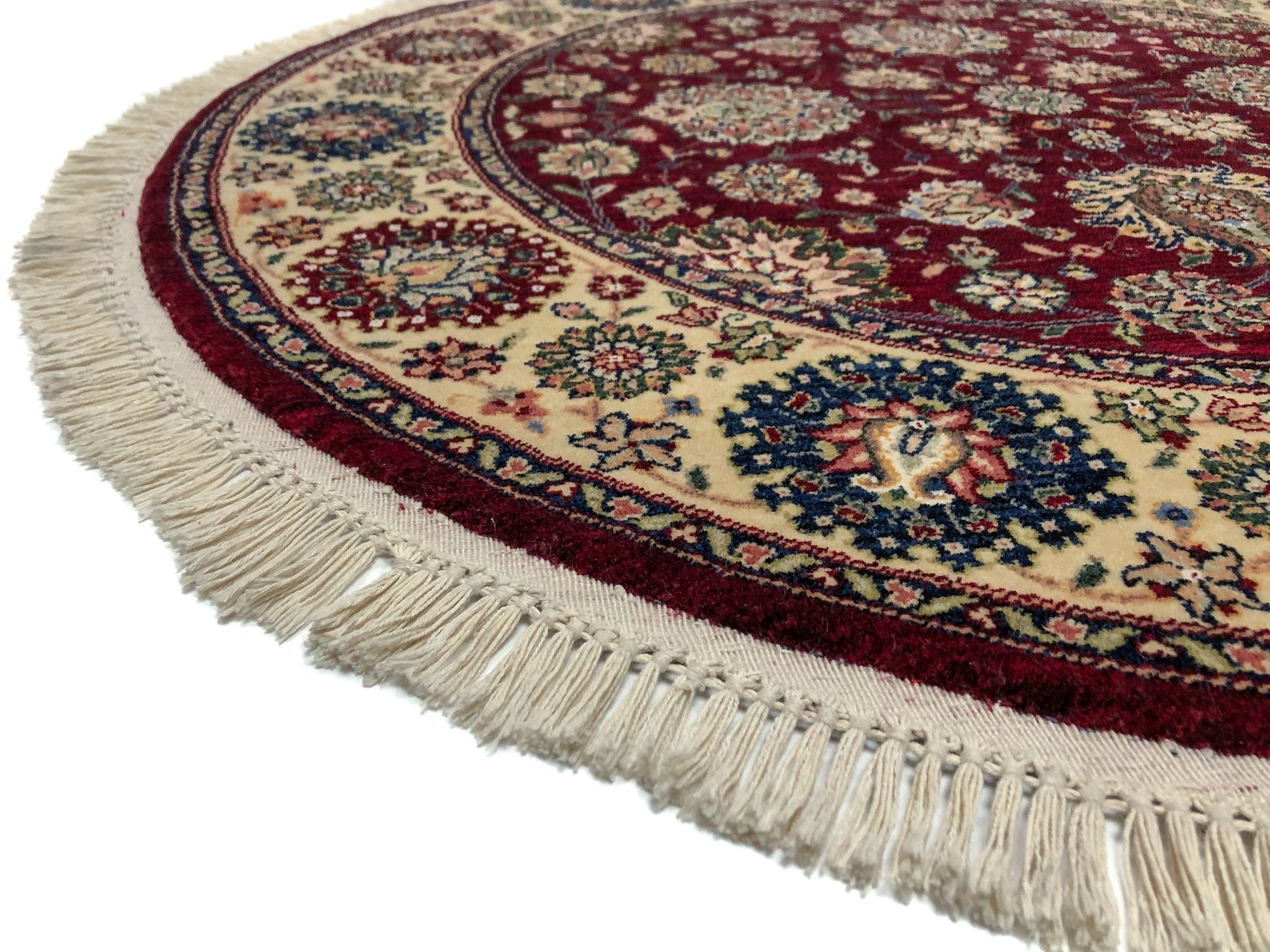 Indo-Persian dkred/ivory 4' Round-2