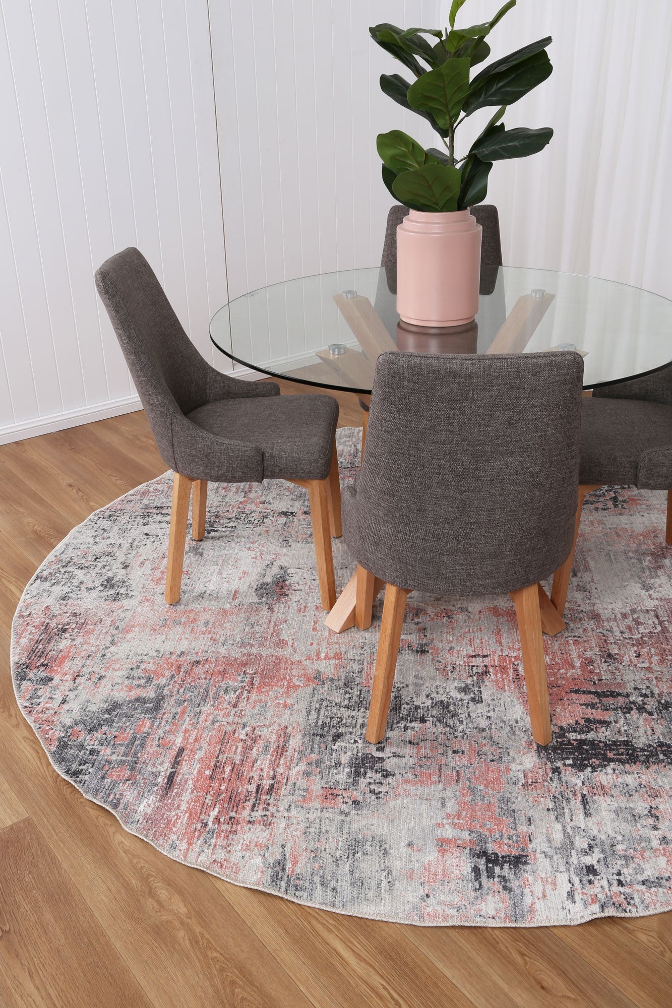 Abstract Celine in Multicolor: Round Rug-1