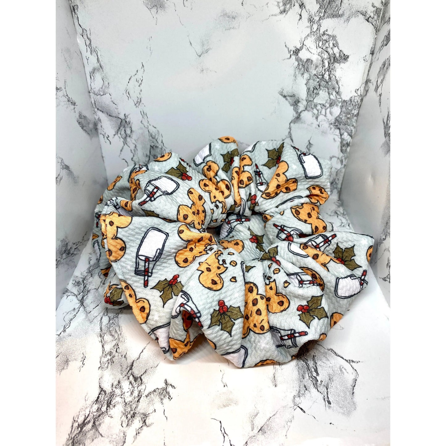 Cookies and Milk Mouse Christmas Scrunchie
