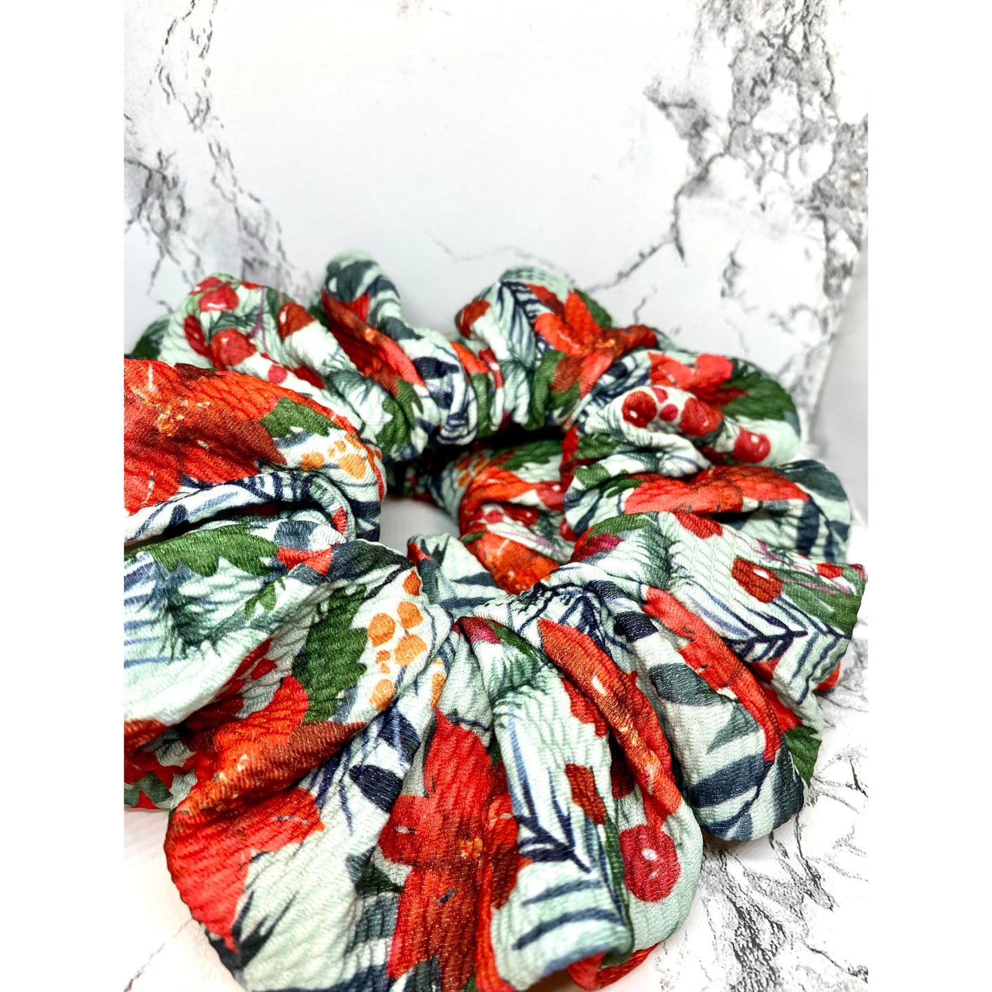 Poinsettia Winter Bullet Scrunchie