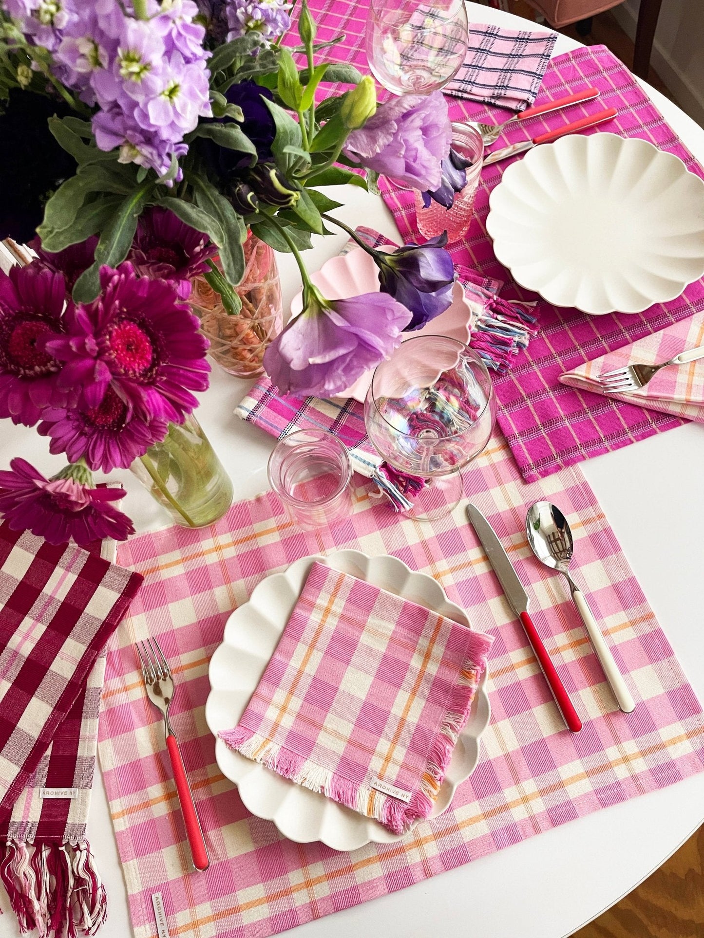 Abigail Plaid Runner in Bubblegum and Peach