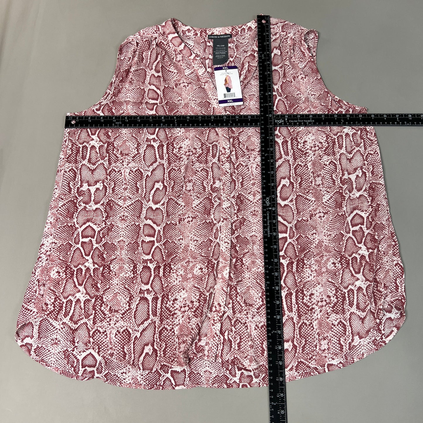 CHELSEA & THEODORE Sleeveless Blouse Women's Size XXL Pink Python 2165072 (NEW)