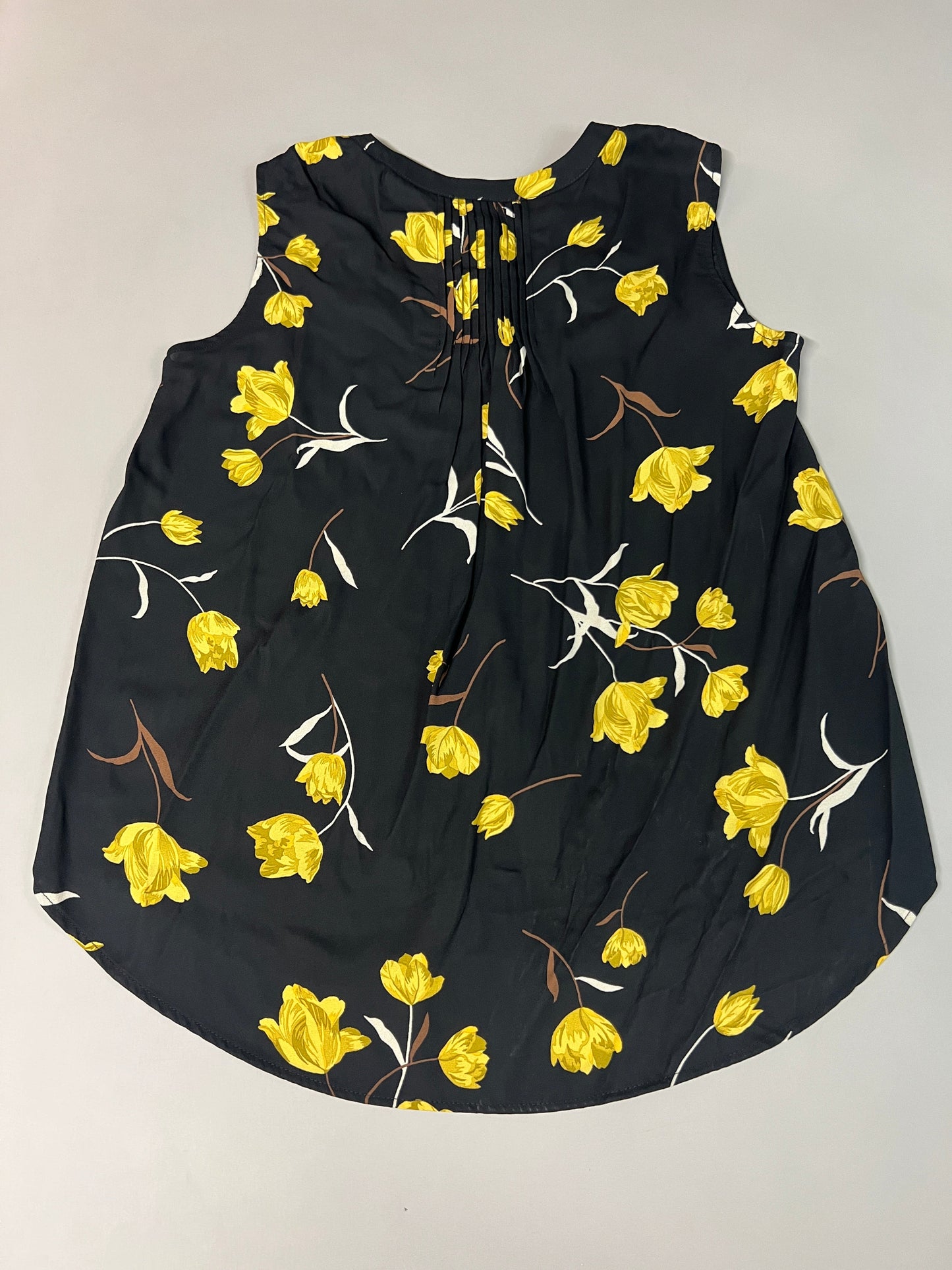 CHELSEA & THEODORE Sleeveless Blouse Women's Size L Black/Yellow Tulip 2165072 (NEW)