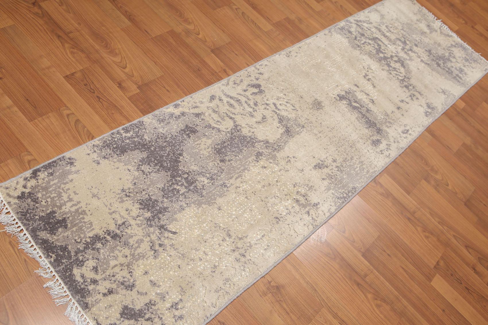 2'4" x 8' Hand Knotted Abstract Modern Wool Runner Area rug Ivory-1