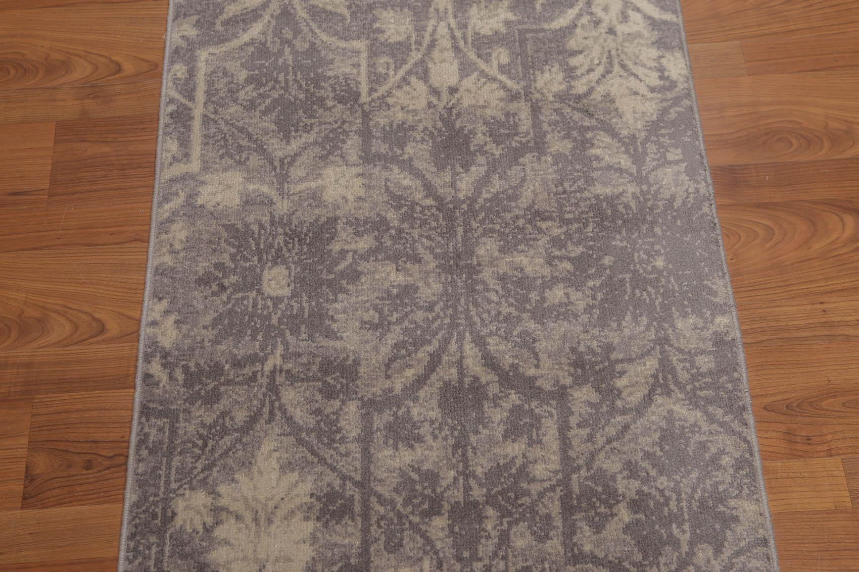 2'4" x 8' Hand Knotted Botanical distressed Wool runner Area rug Gray-3