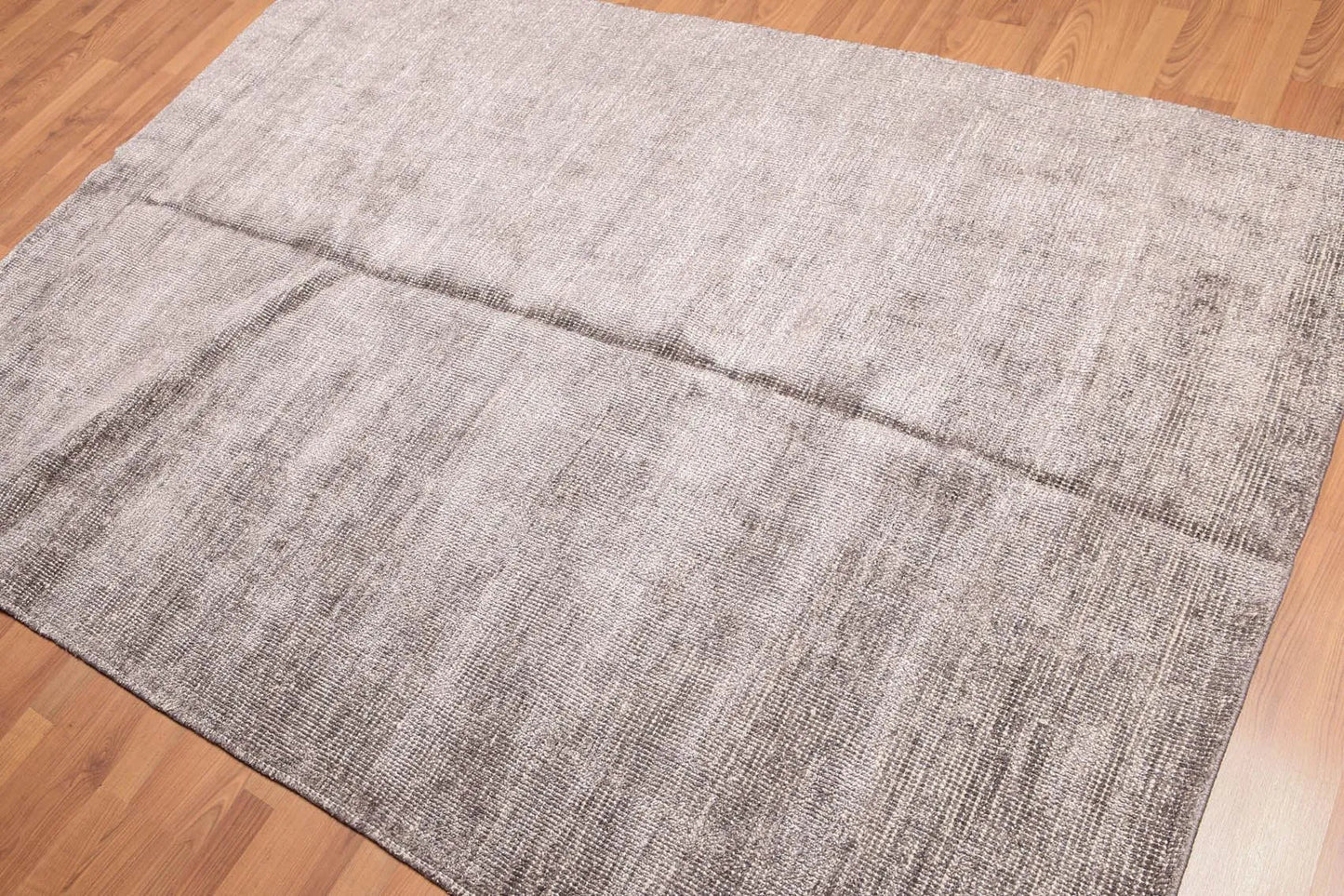 5' x 8' Hand Knotted Textured Industrial Bamboo Silk Area rug Gray 5x8-0