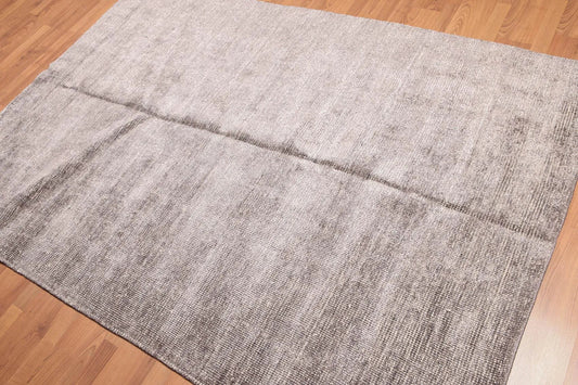 5' x 8' Hand Knotted Textured Industrial Bamboo Silk Area rug Gray 5x8-0
