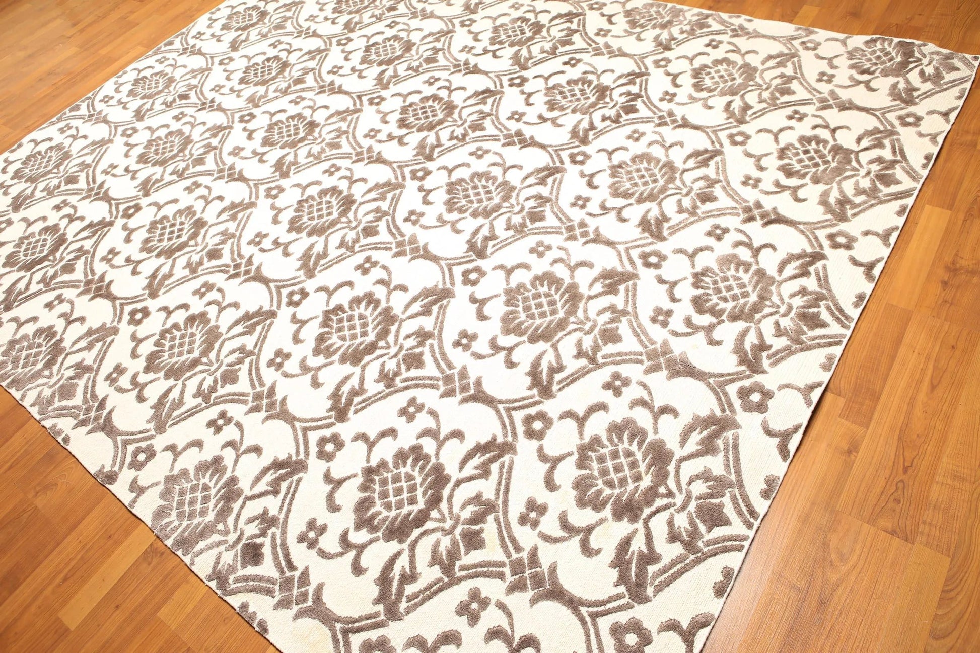 8' x 10' Hand knotted wool & silk Tibetan Area Rug Designer 8x10 Ivory-2