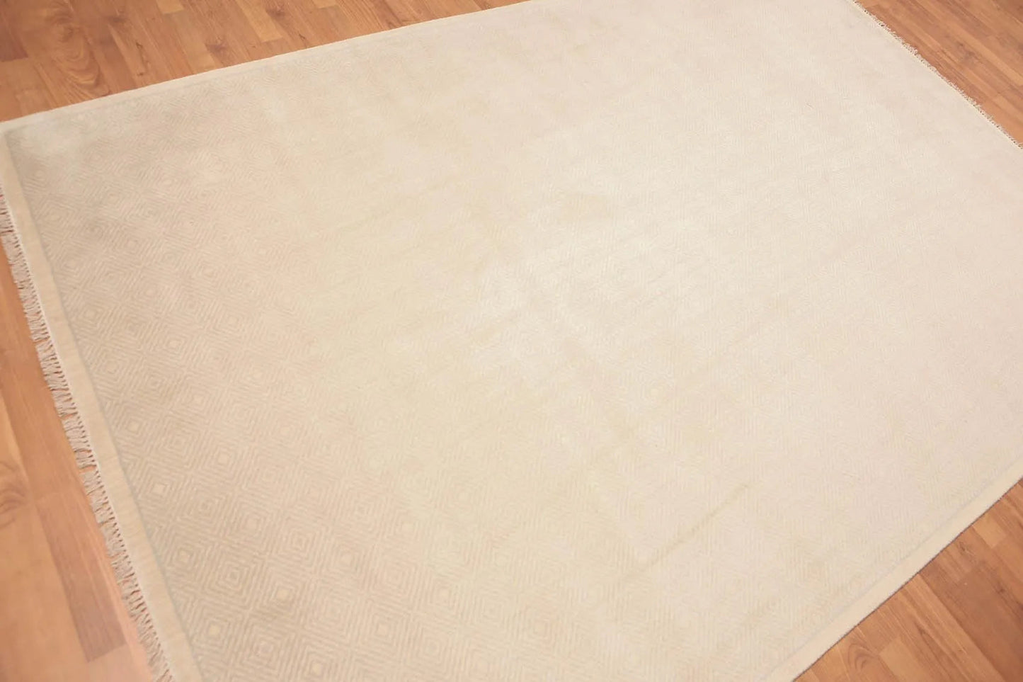 6' x 9' Geometric Pattern Hand Knotted 100% Wool Area Rug Beige 6x9-2