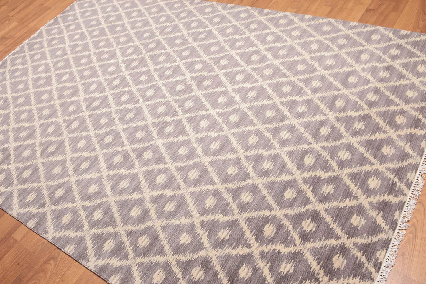 6' x 9' Hand Knotted IKAT design 100% Wool Area rug Gray-1