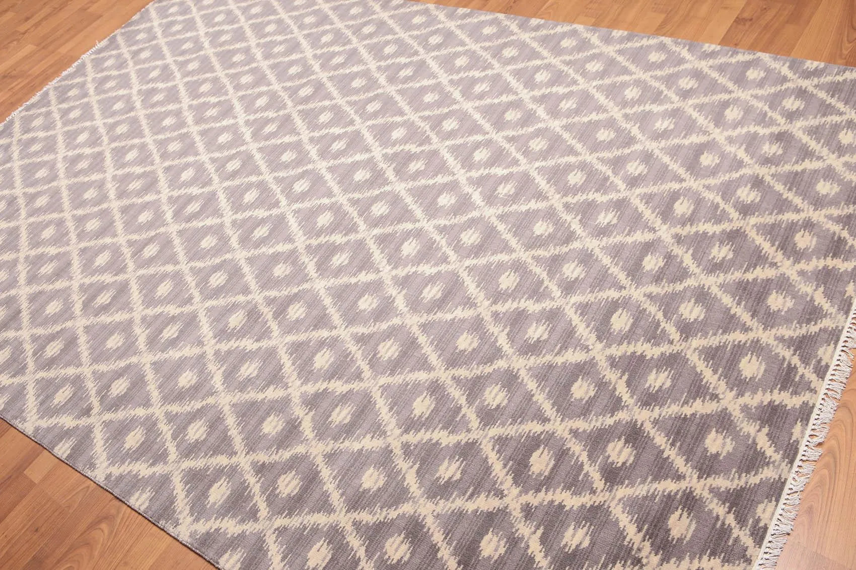 6' x 9' Hand Knotted IKAT design 100% Wool Area rug Gray-1