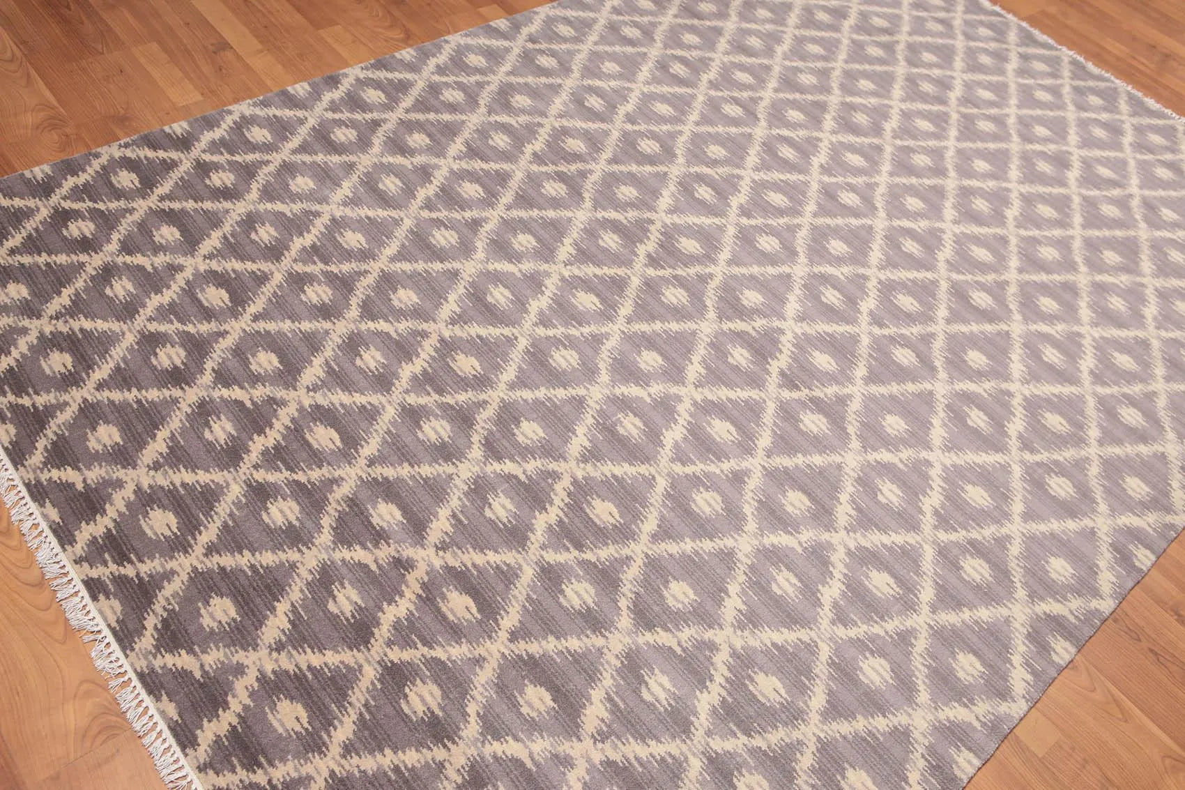 6' x 9' Hand Knotted IKAT design 100% Wool Area rug Gray-2