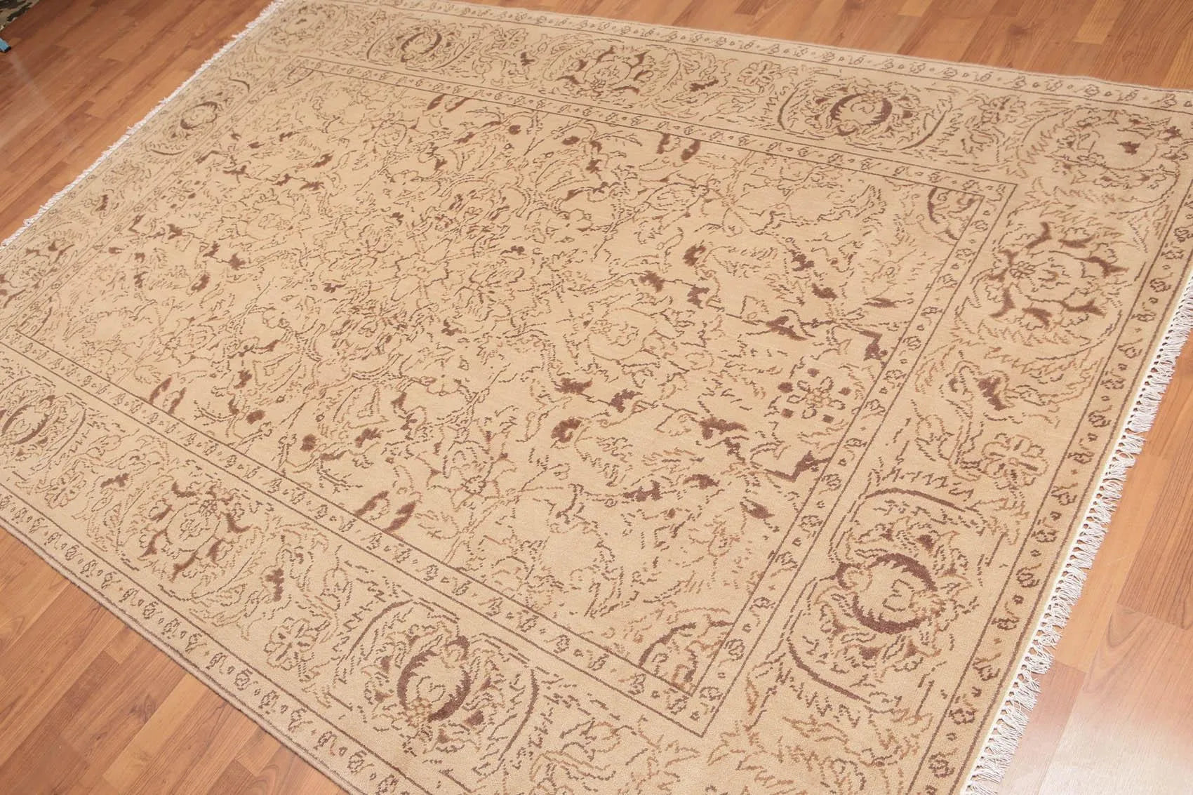 6' x 9' Hand Knotted 100% Wool Oriental Area Rug Tan-1