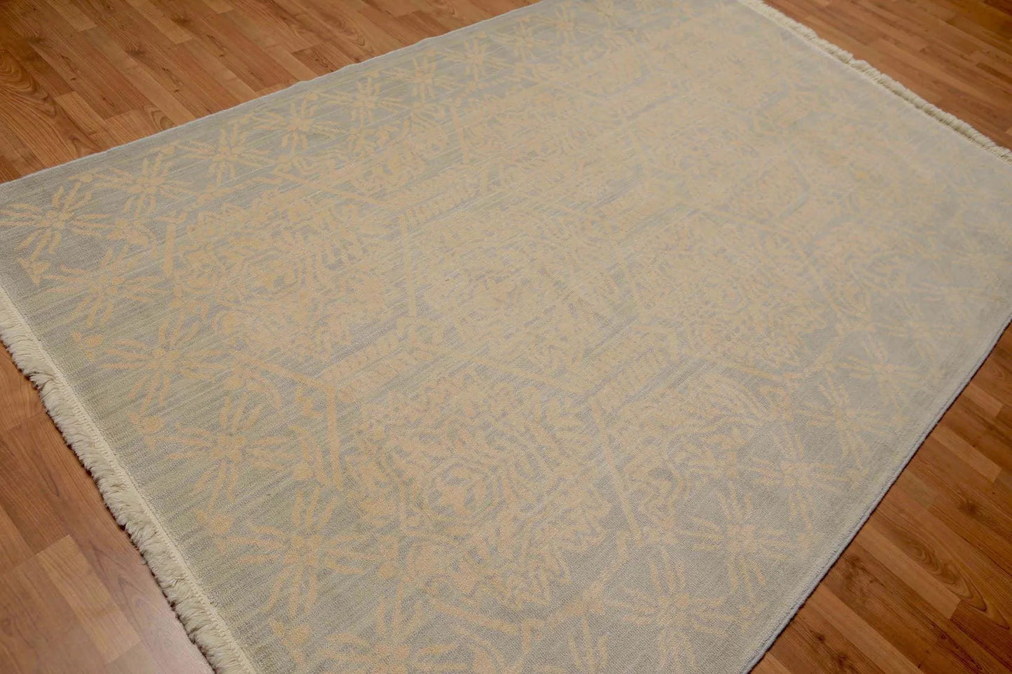 6' x 9' Hand Knotted Damask Pattern 100% Wool Area rug Gray-2