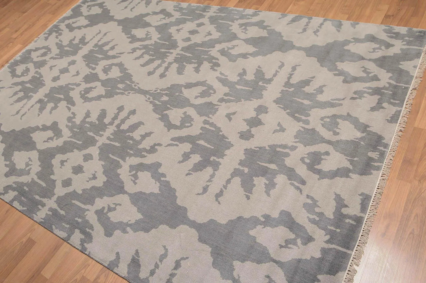 6' x 9' Hand Knotted Designer Abstract 100% Wool Area Rug Gray-1