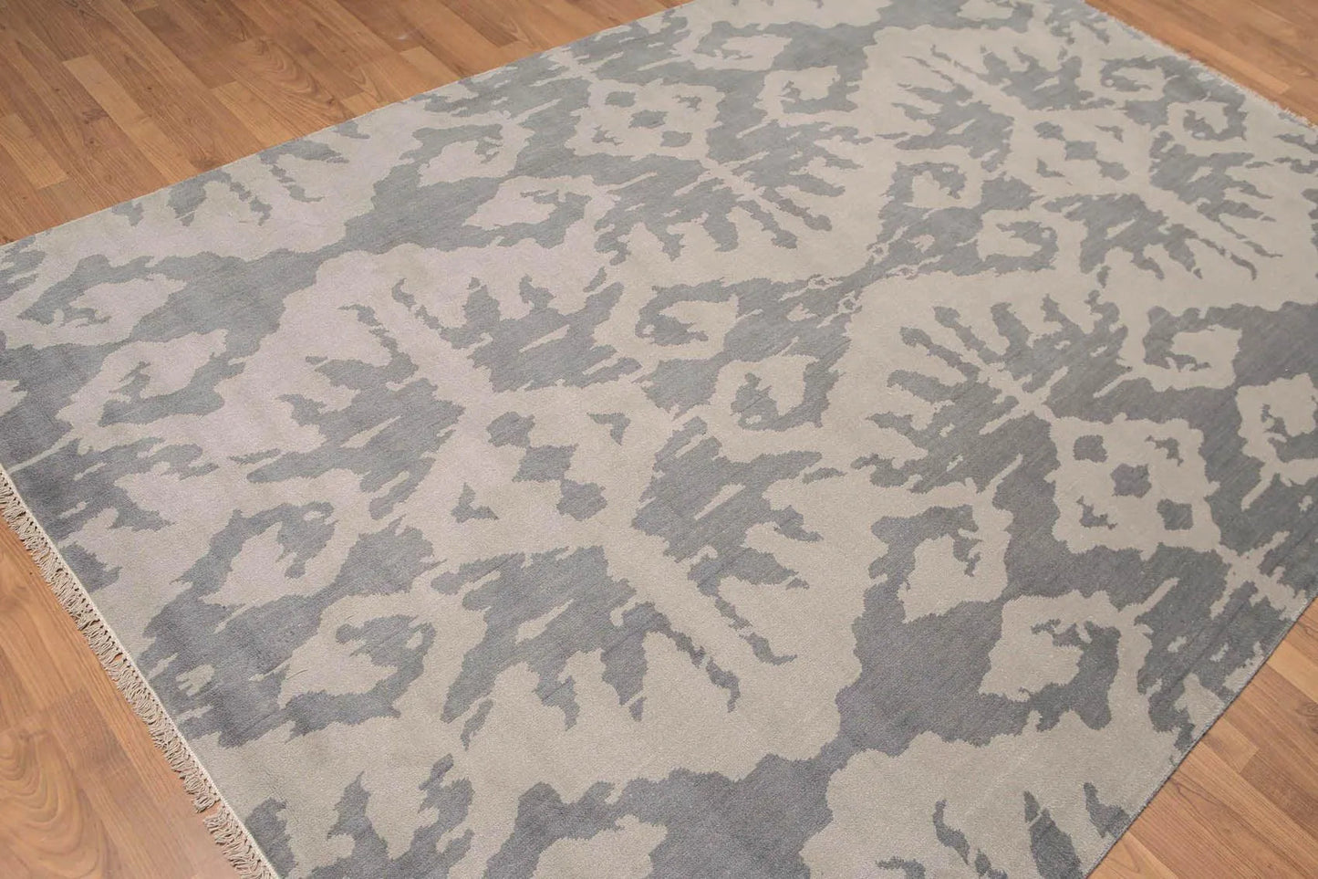 6' x 9' Hand Knotted Designer Abstract 100% Wool Area Rug Gray-2