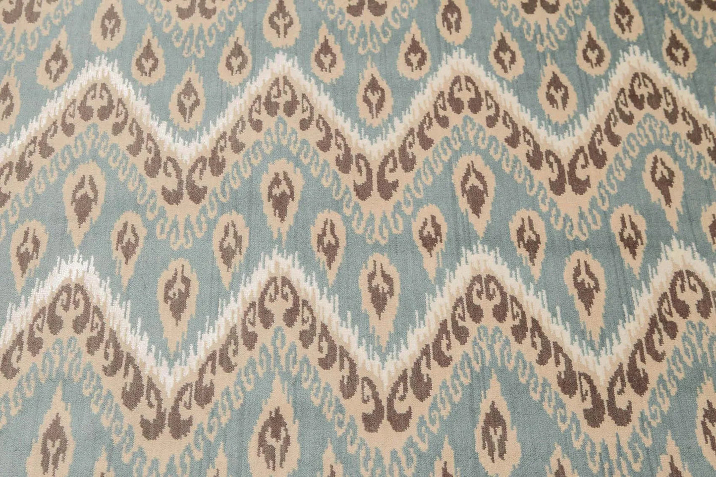 5' x 8' Hand Knotted IKAT Design Wool & Bamboo Silk Area rug Aqua-3