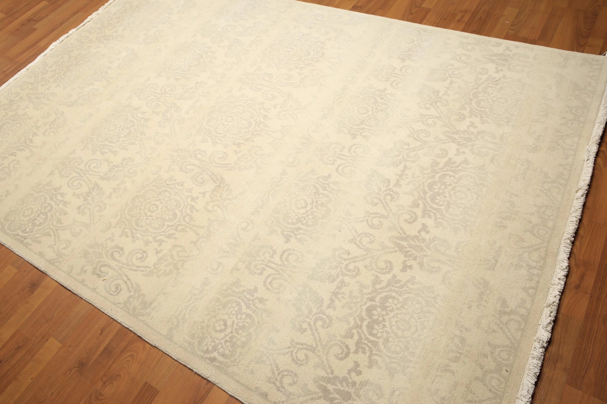 Hand Knotted 100% Wool Traditional Oriental Area Rug Beige 6' x 9'-3