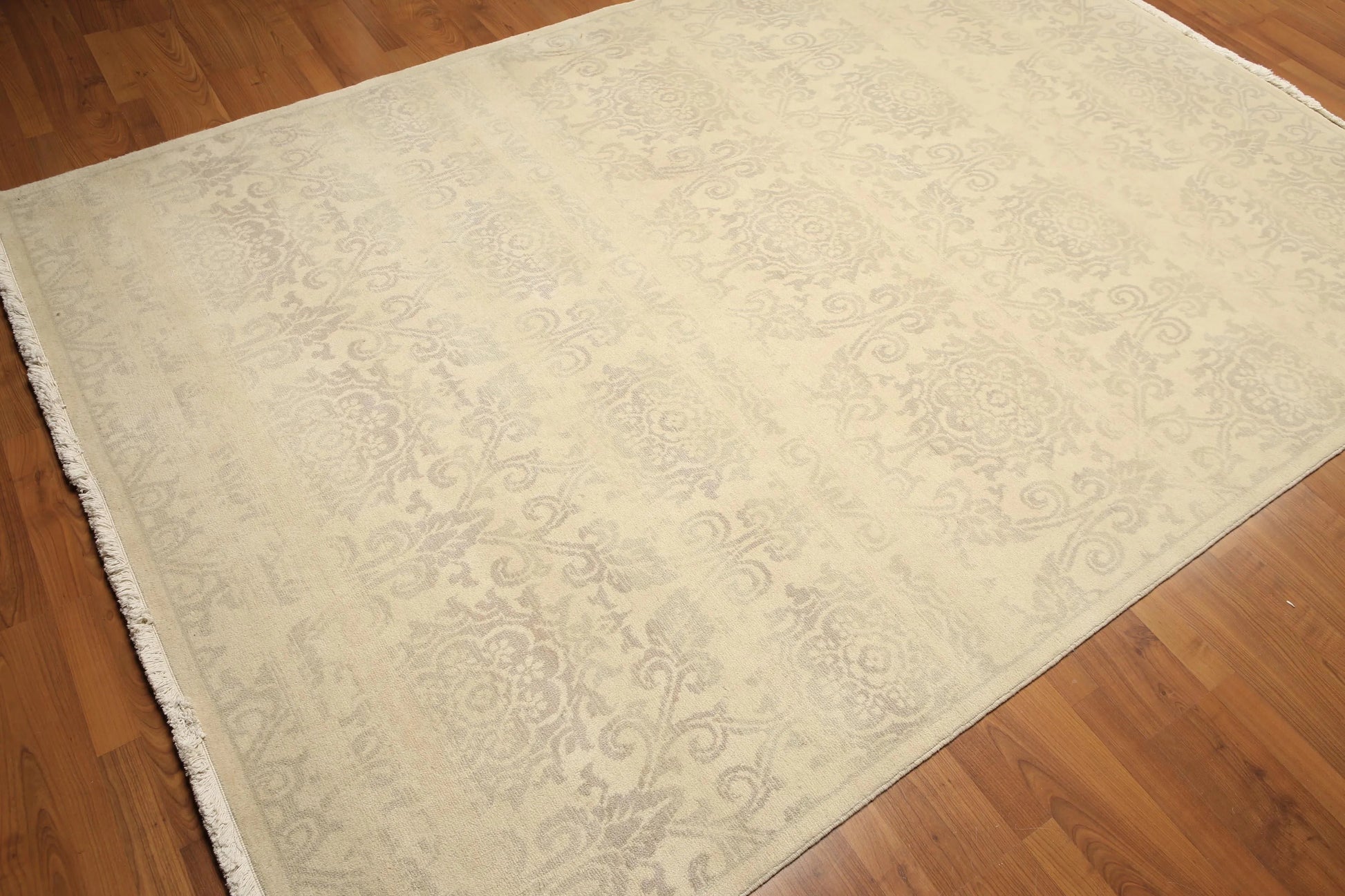 Hand Knotted 100% Wool Traditional Oriental Area Rug Beige 6' x 9'-4