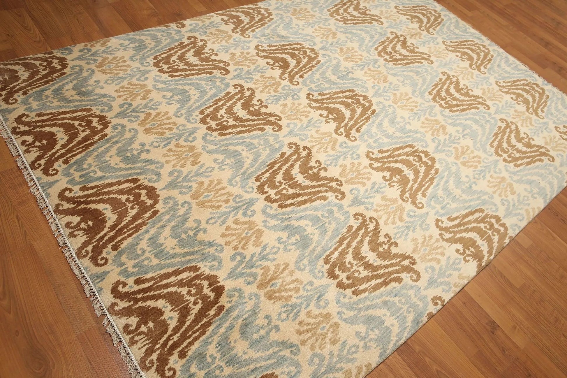 6' x 9' Hand knotted Transitional Oriental area rug 100% Wool Ikat 6X9 Aqua-4