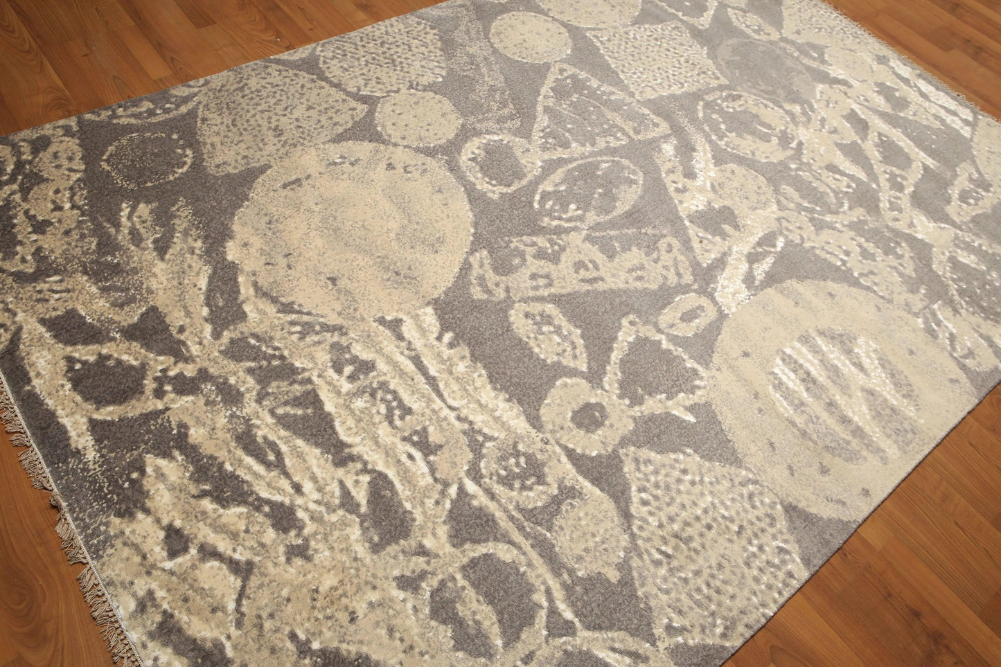 6' x 9' Hand knotted 100% Wool Modern Oriental area rug 6X9 Gray-4