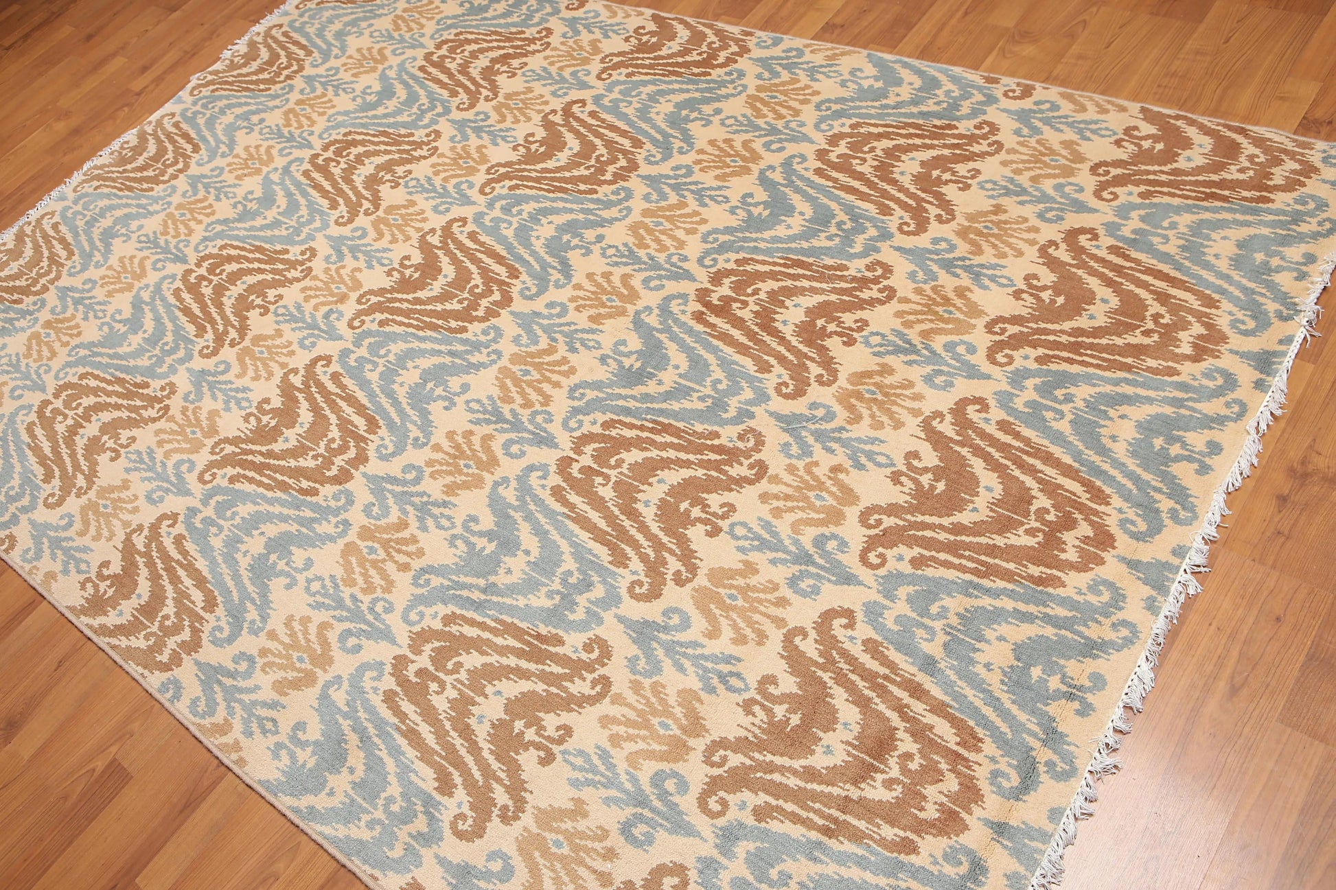 6' x 9' Ikat Design Area Rug Hand Knotted 100% Wool Beige-1