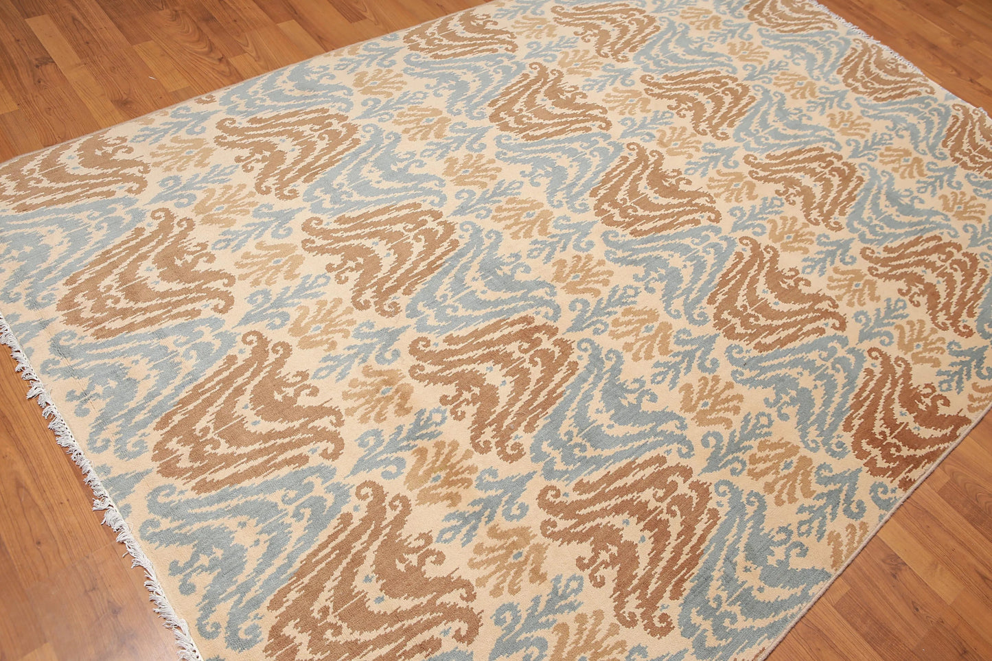 6' x 9' Ikat Design Area Rug Hand Knotted 100% Wool Beige-2